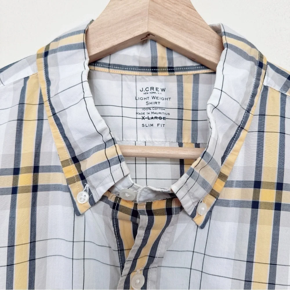 J.crew Mens XL Plaid Light Weight Slim Fit Shirt